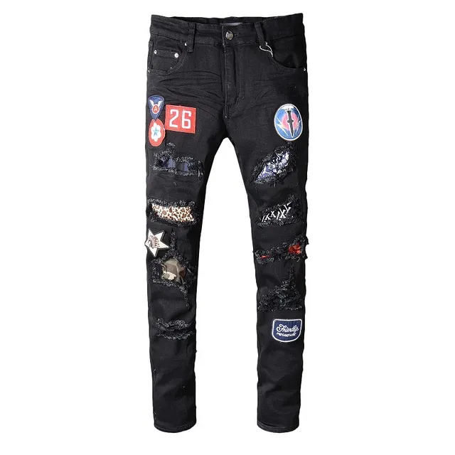 Stussy Black Multicolor Distressed Patchwork Jeans 13