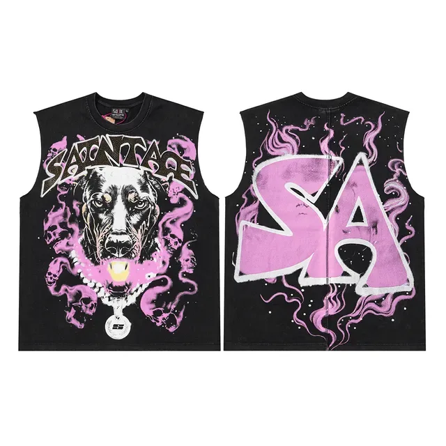 Stussy Santage Graphic Pink Smoke Vest Top 2