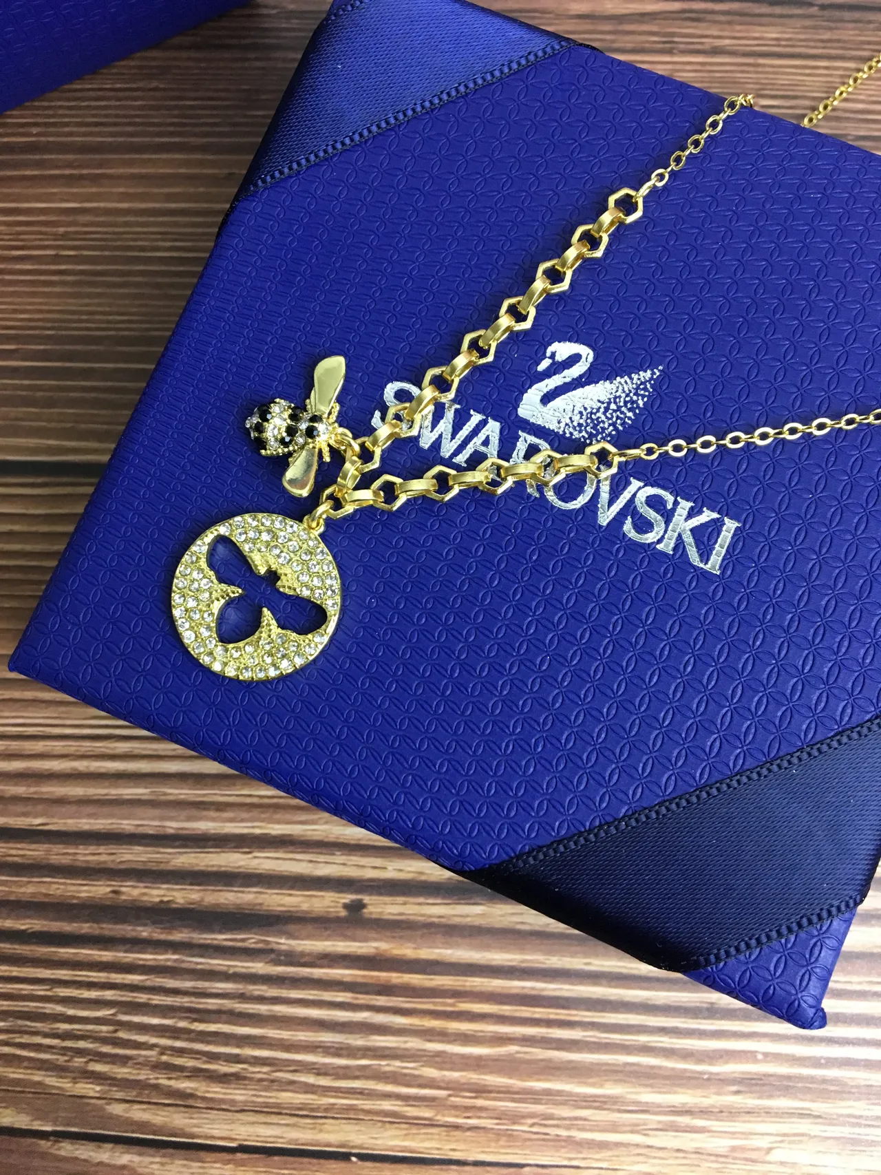 Swarovski Bee Motif Pavé Crystal Gold-Tone Necklace 2