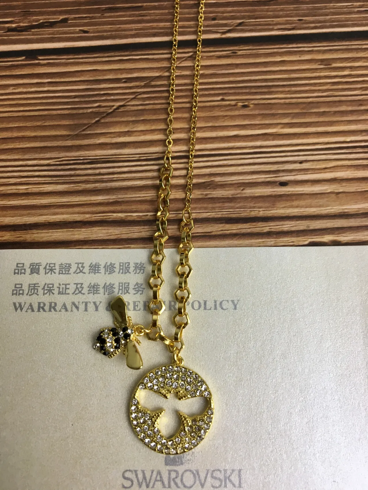 Swarovski Bee Motif Pavé Crystal Gold-Tone Necklace 4