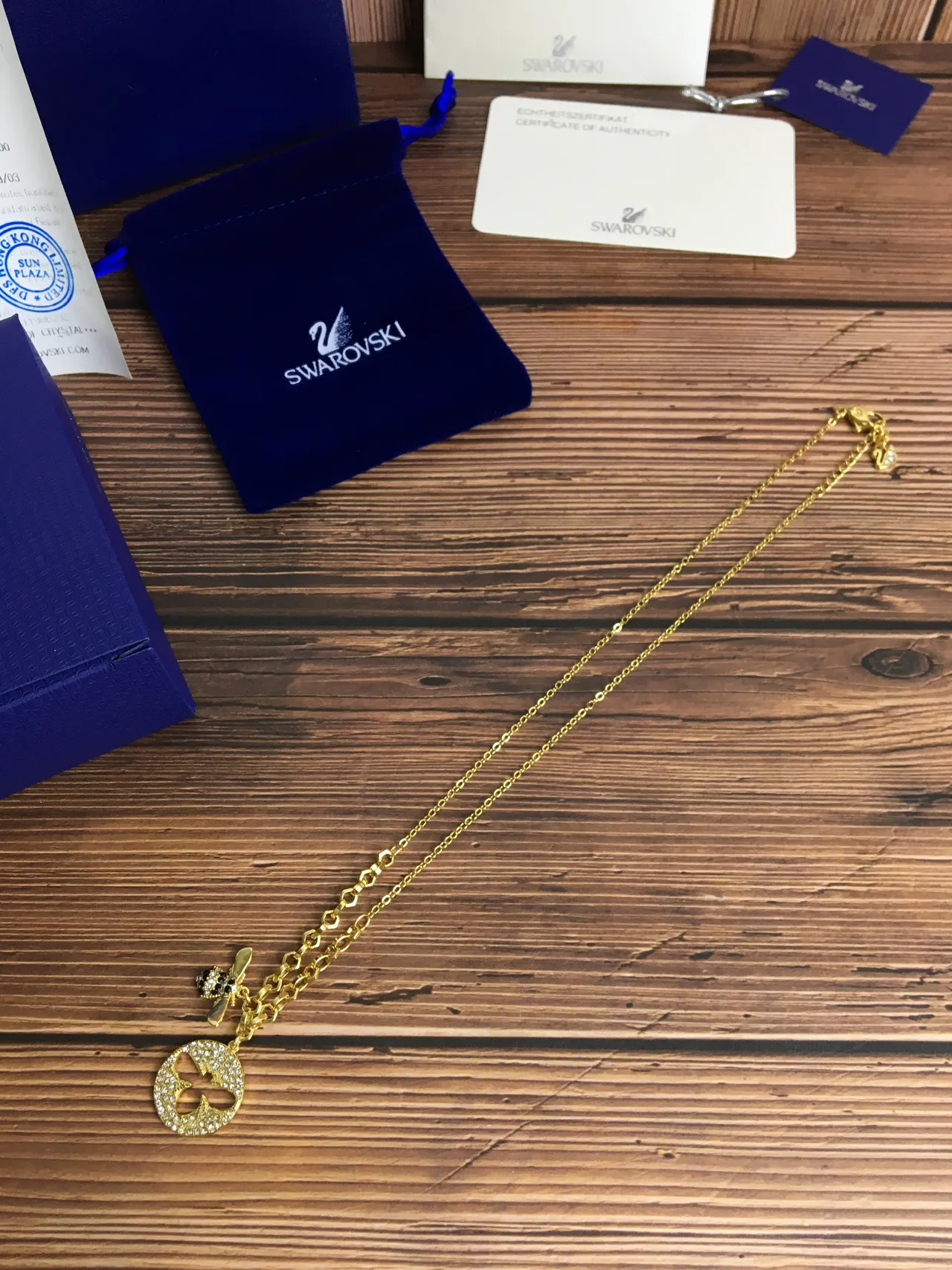 Swarovski Bee Motif Pavé Crystal Gold-Tone Necklace 5