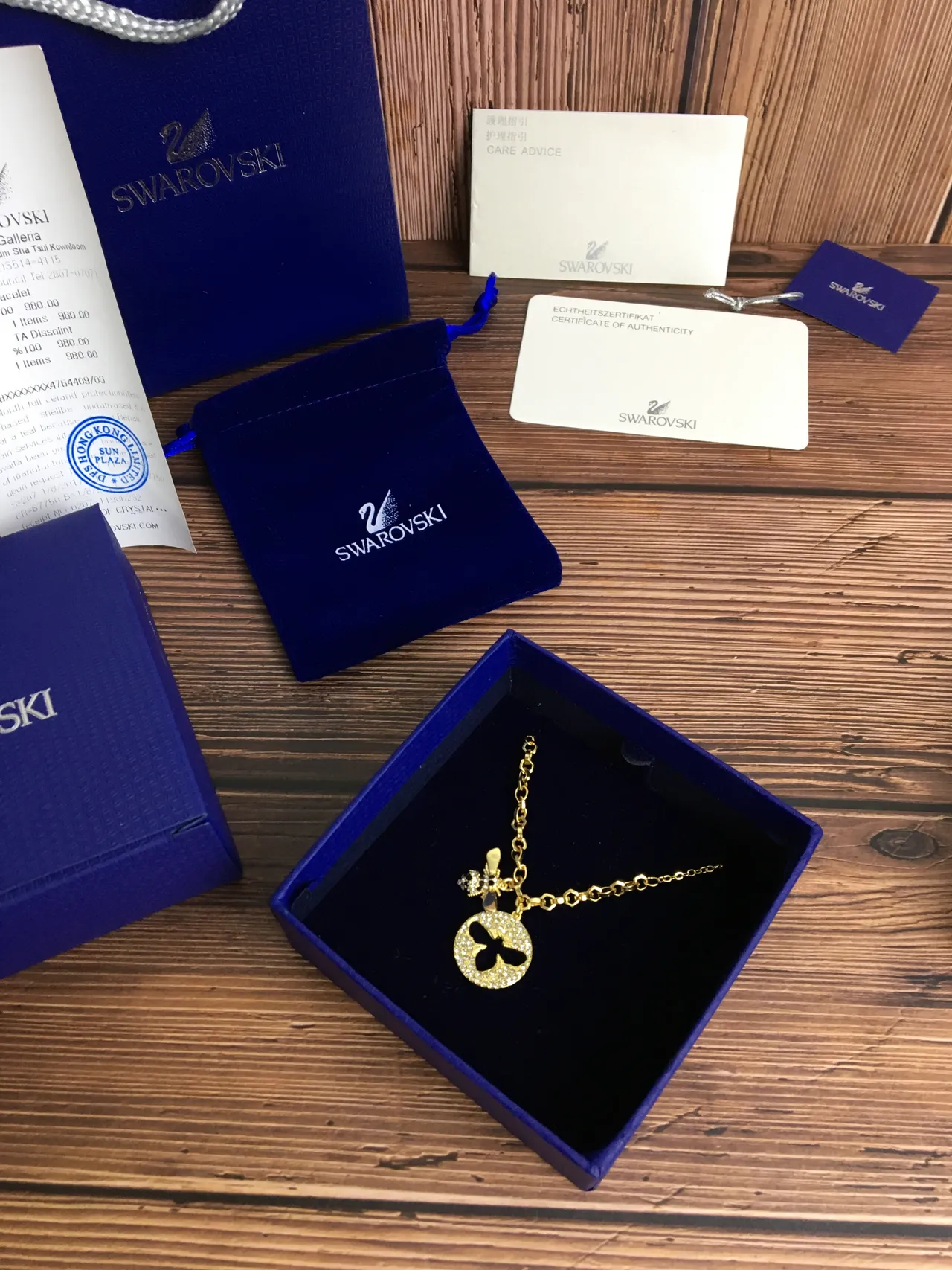Swarovski Bee Motif Pavé Crystal Gold-Tone Necklace 6