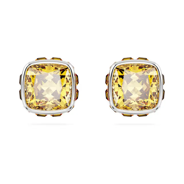 Swarovski Collier avec pendentif en cristal jaune à coupe coussin 17