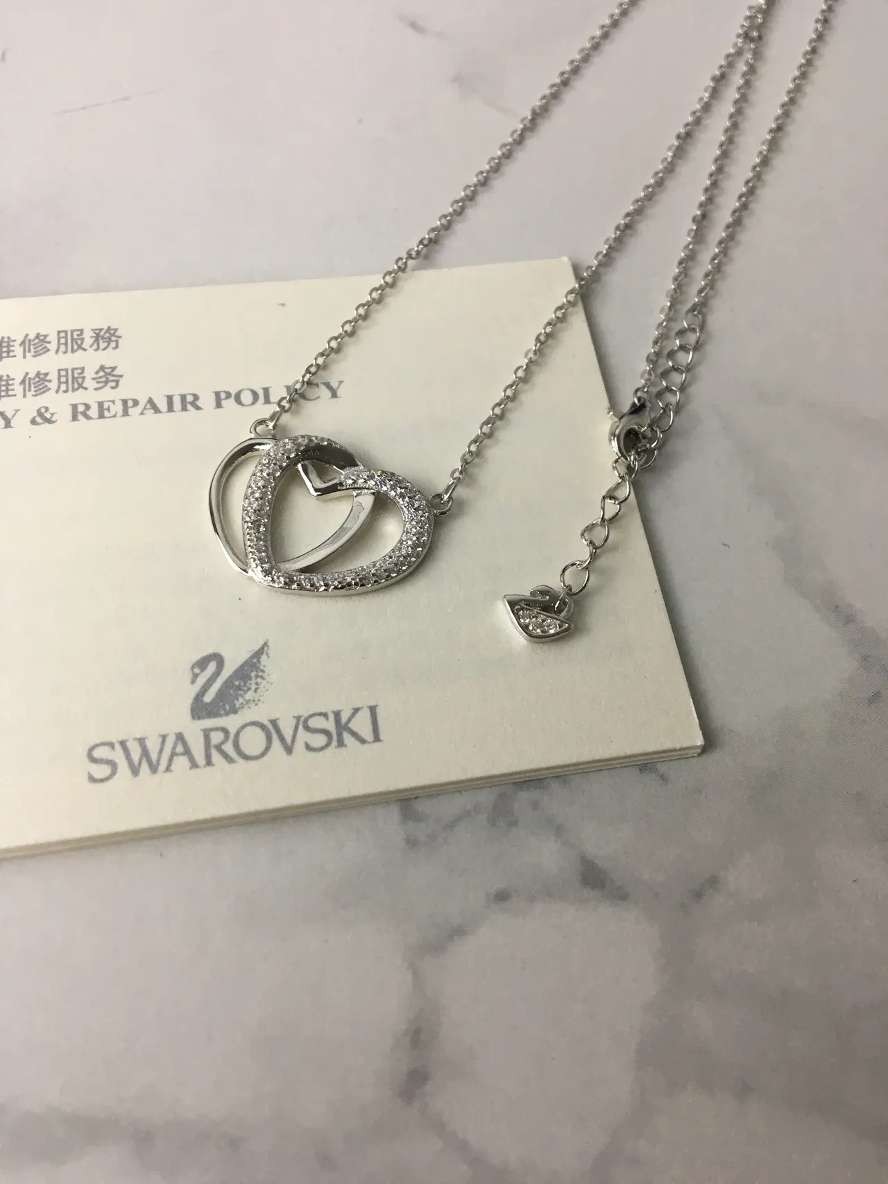 Swarovski Double Heart Pavé Crystal Silver Necklace 5