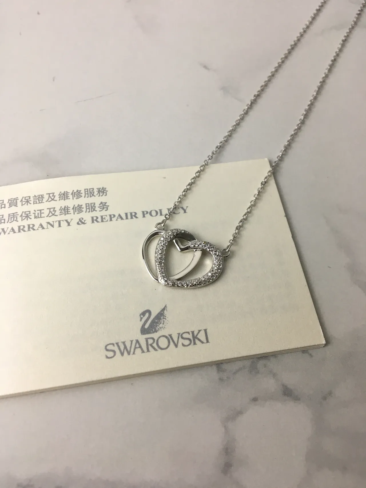 Swarovski Double Heart Pavé Crystal Silver Necklace 6