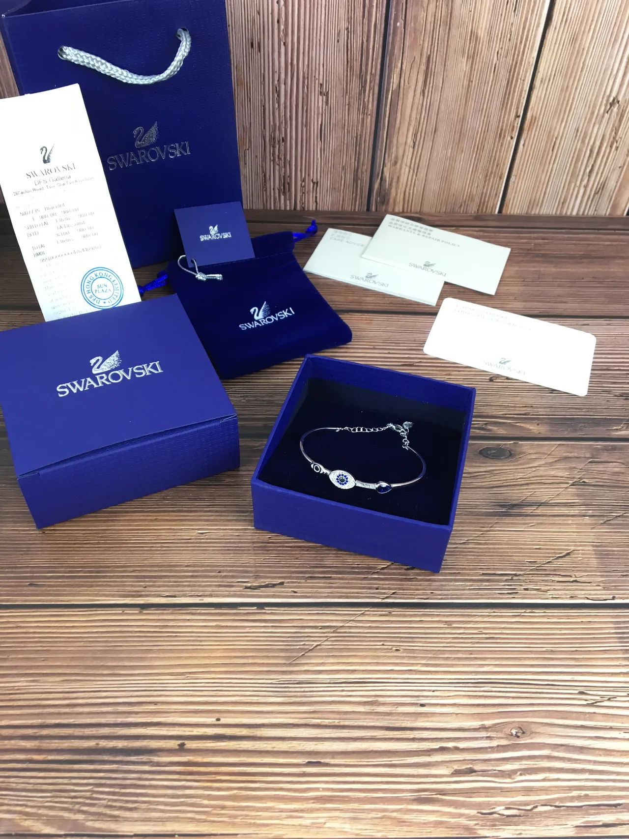 Swarovski Evil Eye Pave Crystal Silver-Tone Blue Bracelet 8