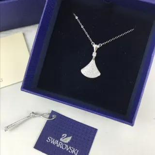 Swarovski Fan-Shaped Pavé Pendant Necklace