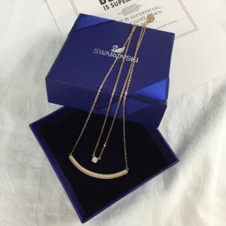 Swarovski Rose Gold-Tone Pavé Crystal Bar and Solitaire Pendant Necklaces