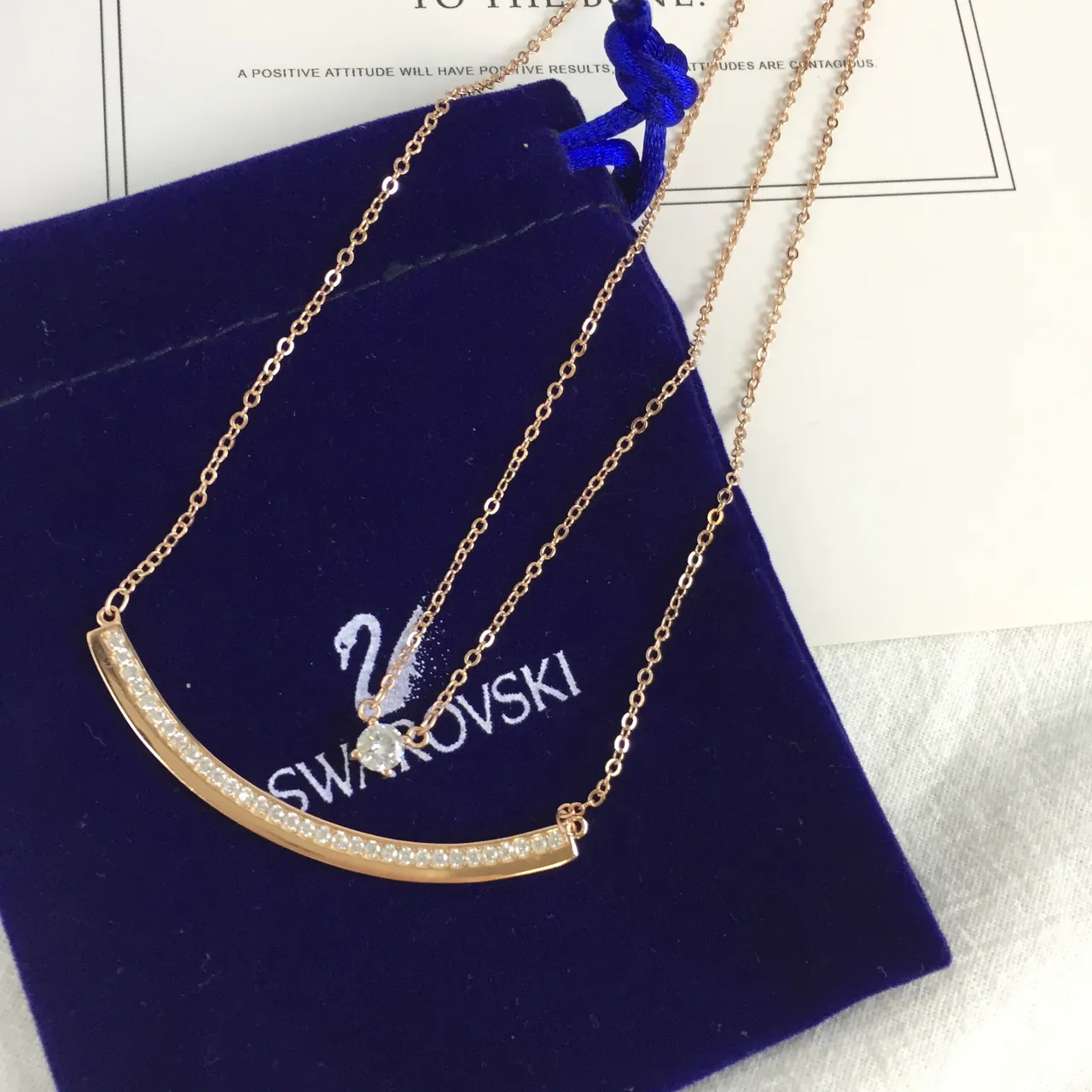 Swarovski Rose Gold-Tone Pavé Crystal Bar and Solitaire Pendant Necklaces 2