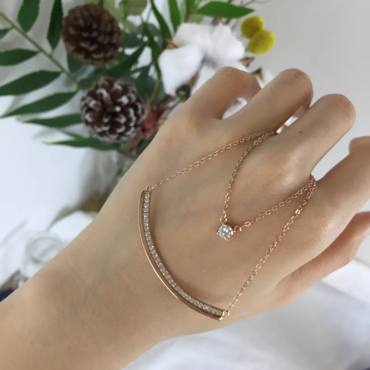 Swarovski Rose Gold-Tone Pavé Crystal Bar and Solitaire Pendant Necklaces 3