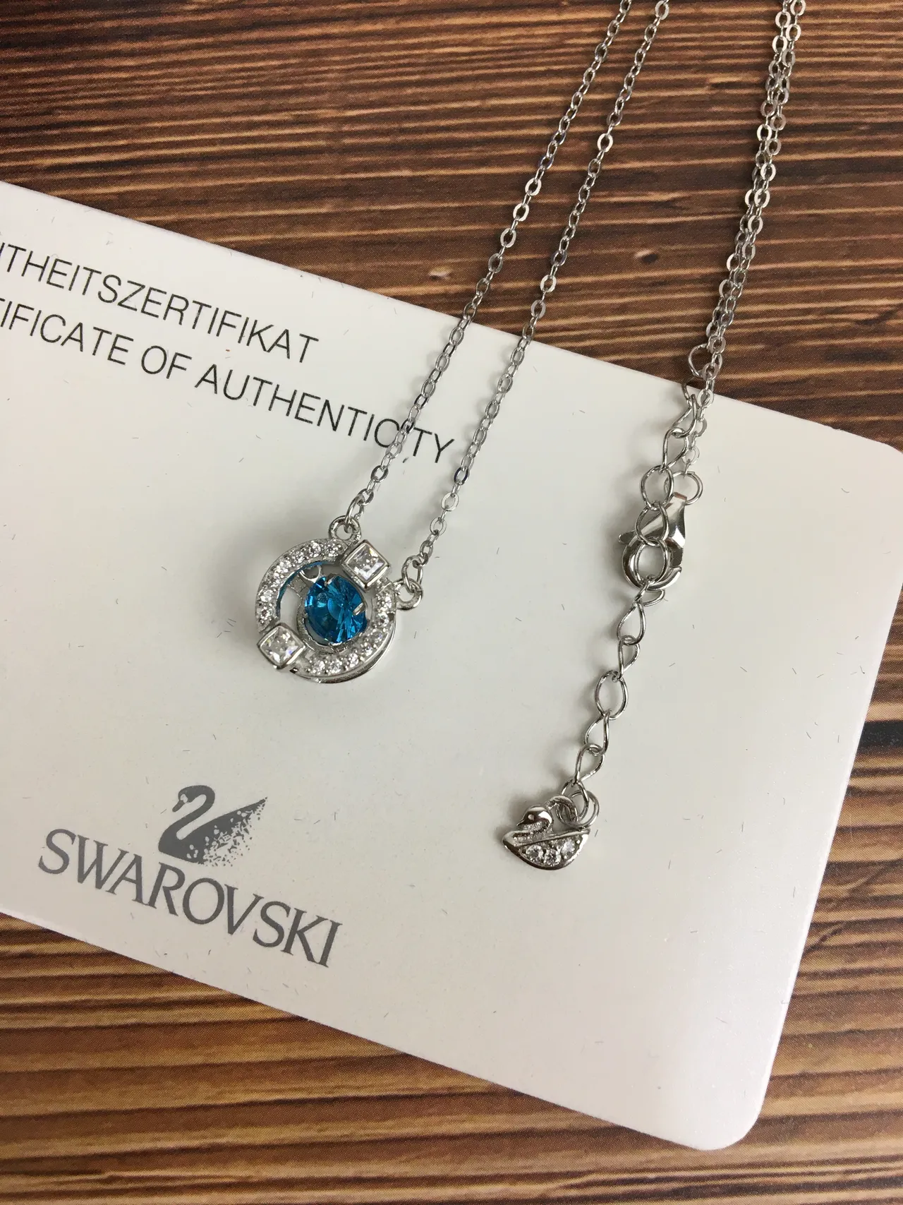 Swarovski Round Blue Crystal Halo Pendant Necklace 3