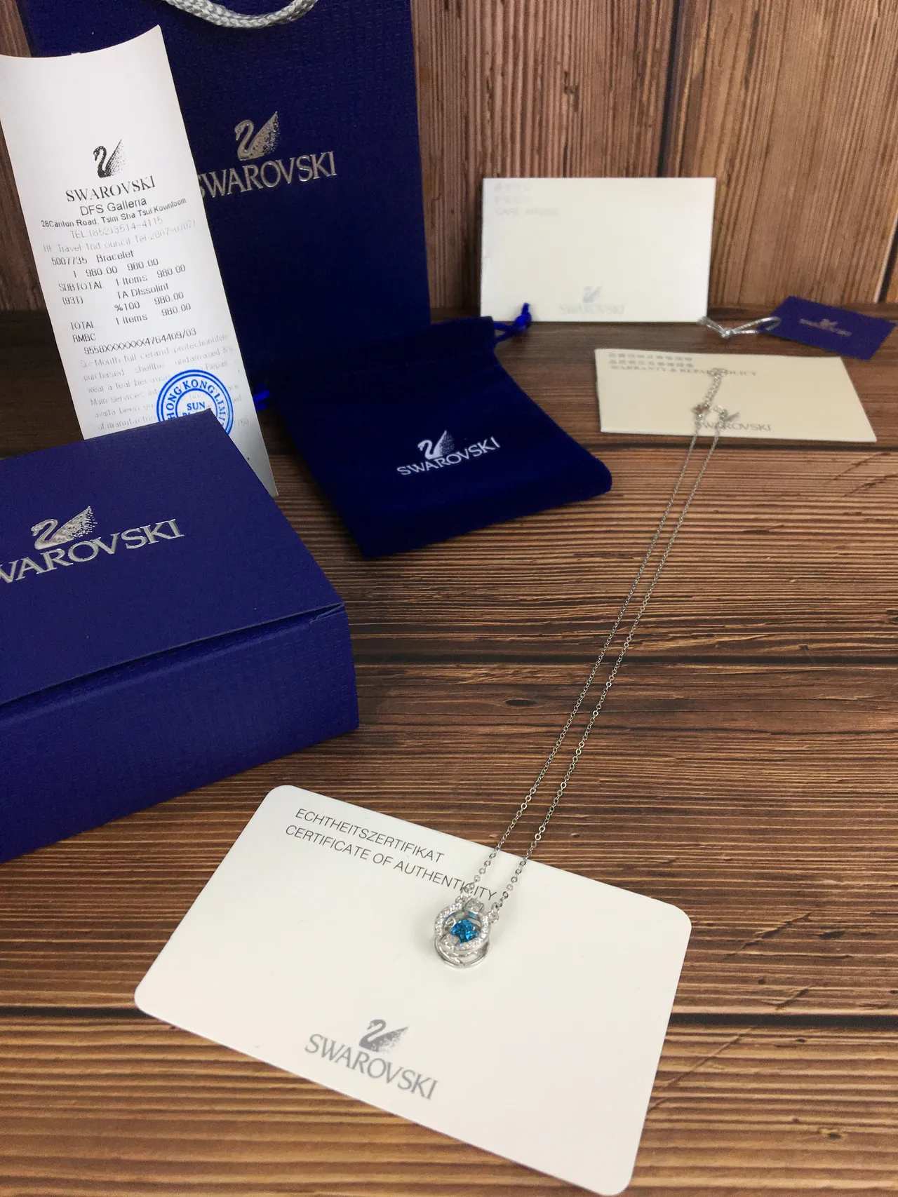 Swarovski Round Blue Crystal Halo Pendant Necklace 4