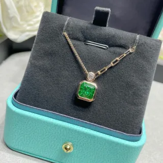 Tiffany & Co. Green Gold Emerald-Cut Gemstone Rose Tone Necklace