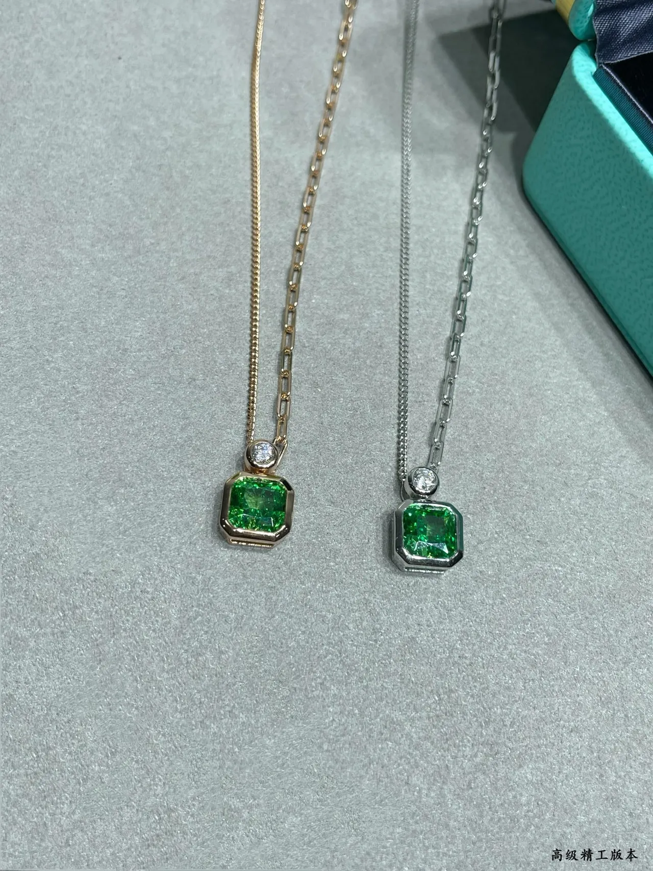 Tiffany & Co. Ouro verde corte esmeralda gema tom rosa colar 2