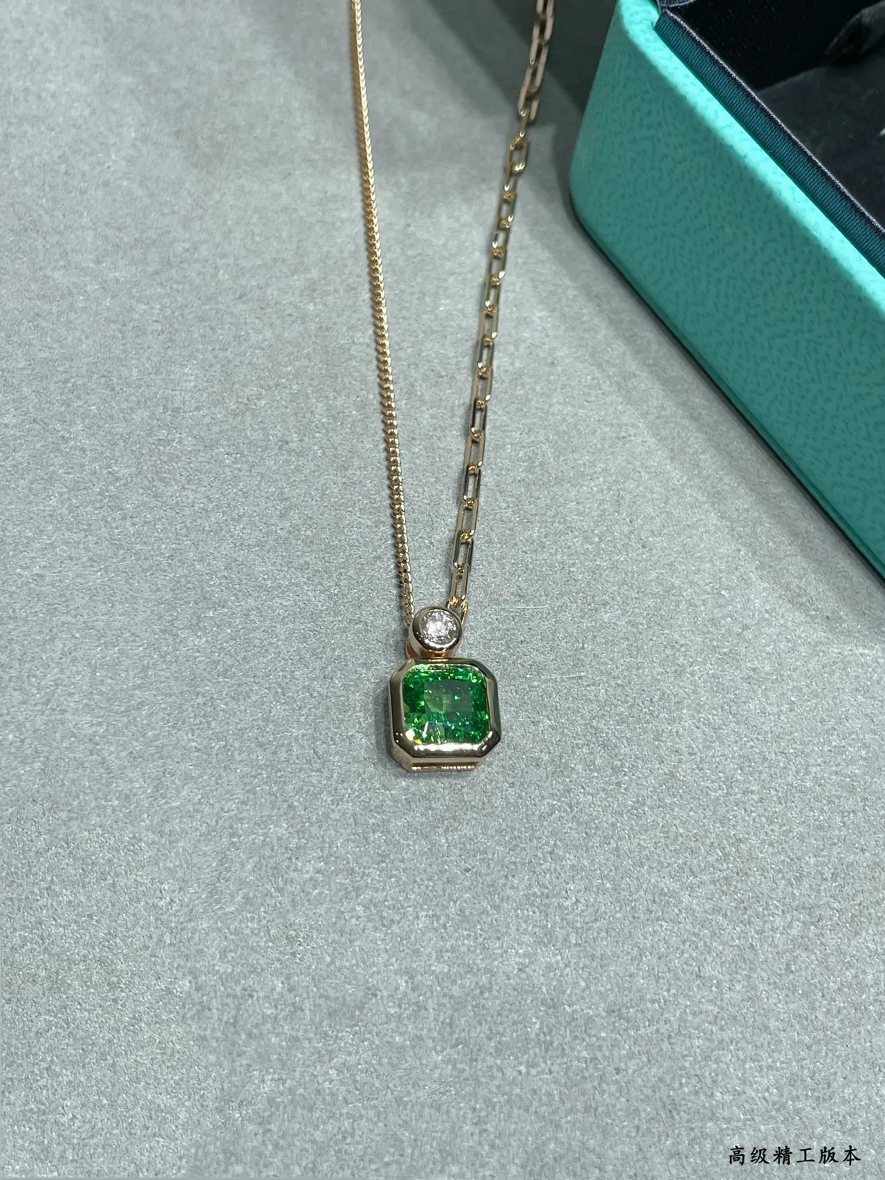 Tiffany & Co. Ouro verde corte esmeralda gema tom rosa colar 4