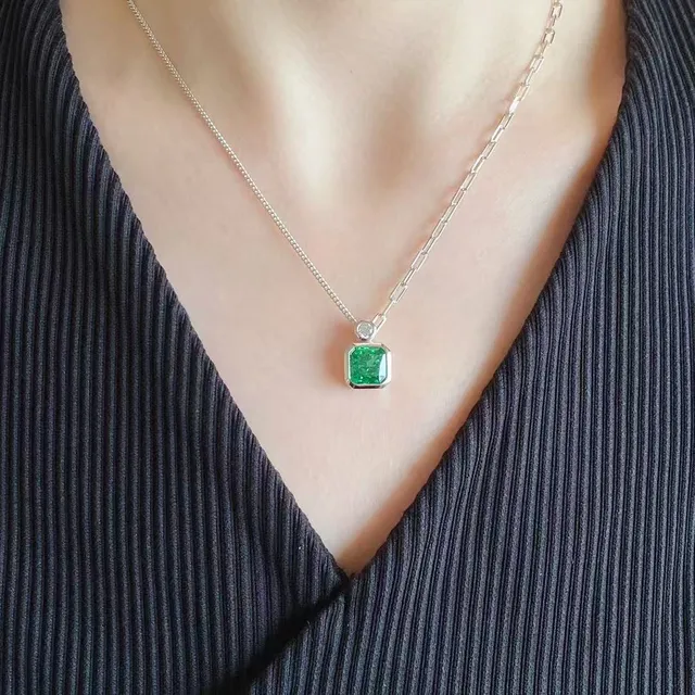 Tiffany & Co. Ouro verde corte esmeralda gema tom rosa colar 9