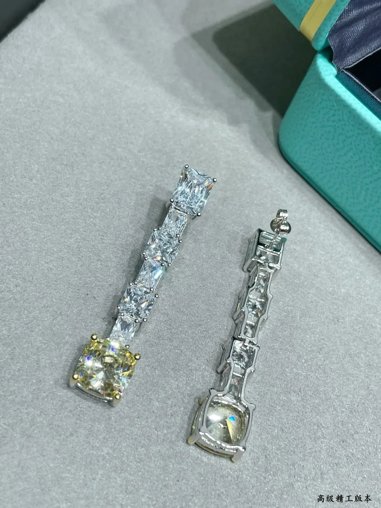 Tiffany & Co. Blue Gold Linear Cascade Cushion-Cut Terminal Stone Earrings 3
