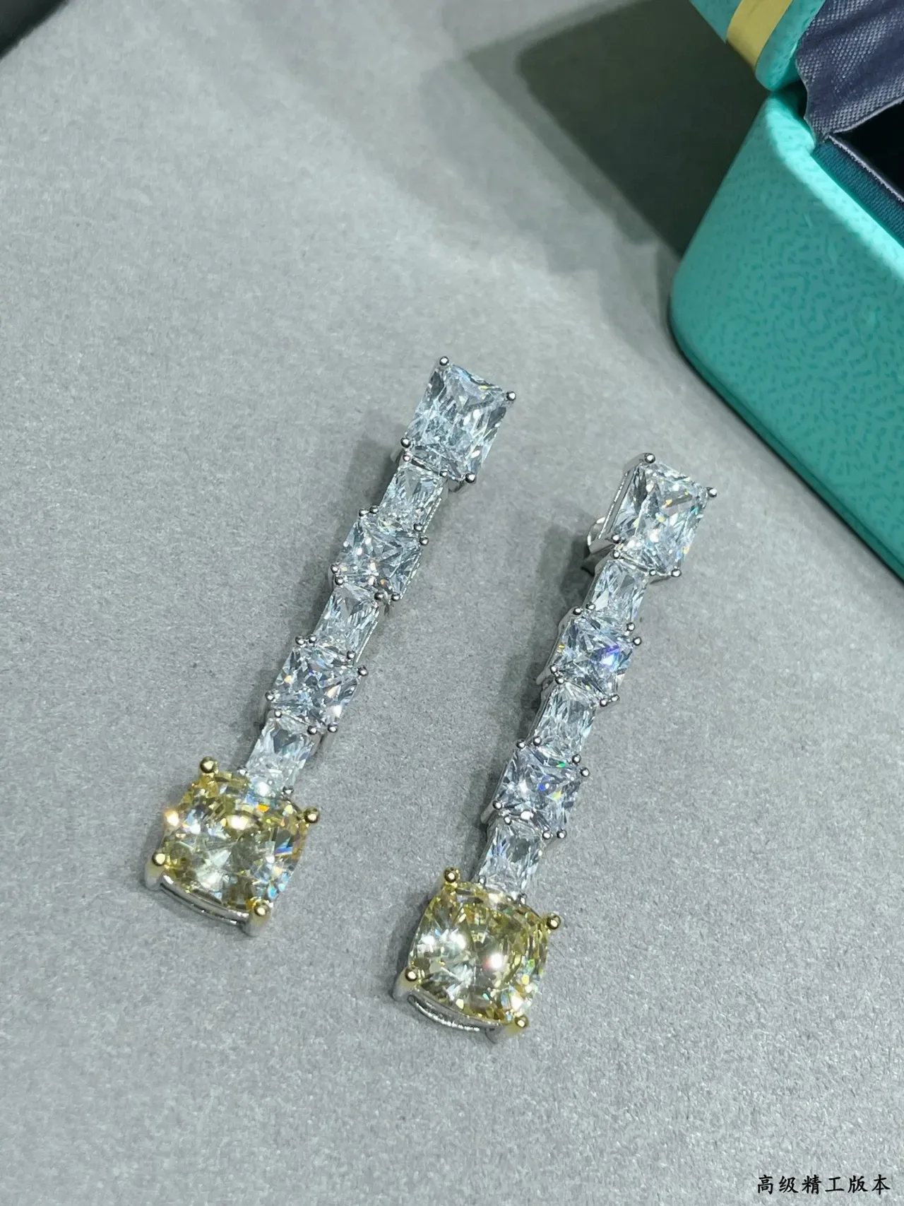 Tiffany & Co. Blue Gold Linear Cascade Cushion-Cut Terminal Stone Earrings 4