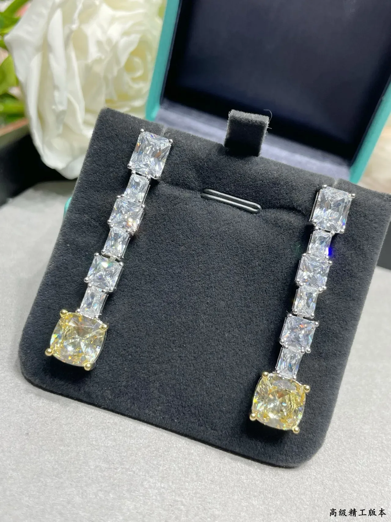 Tiffany & Co. Blue Gold Linear Cascade Cushion-Cut Terminal Stone Earrings 7