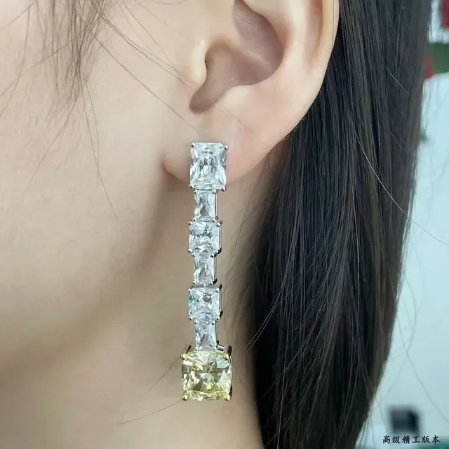 Tiffany & Co. Blue Gold Linear Cascade Cushion-Cut Terminal Stone Earrings 8