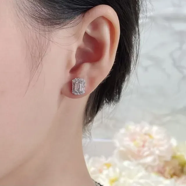 Tiffany & Co. Emerald-Cut Halo Stud Earrings 9