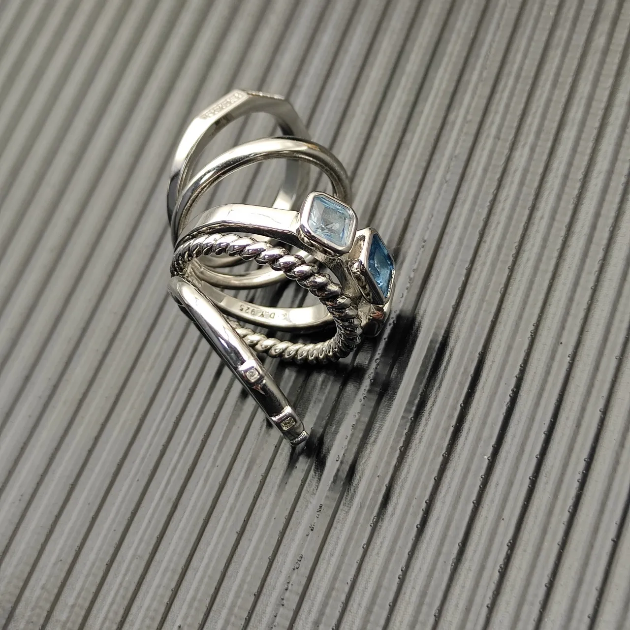 Tiffany & Co. HardWear Anillo de capas de aquamarina y diamante 2