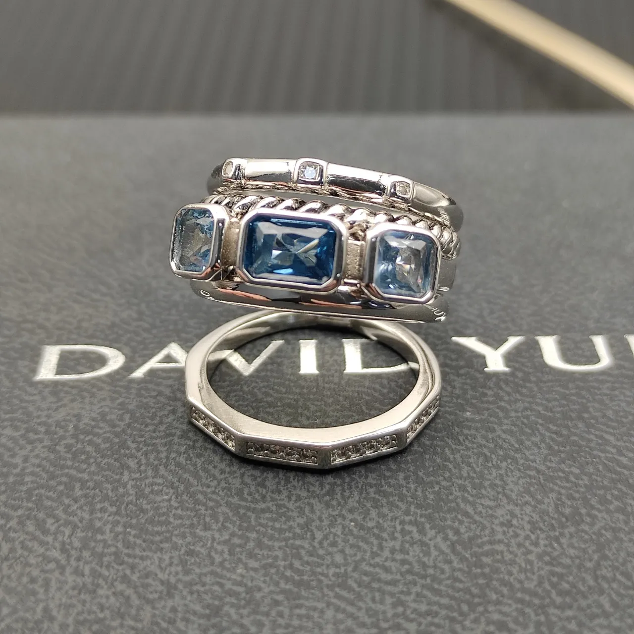 Tiffany & Co. HardWear Anillo de capas de aquamarina y diamante 4