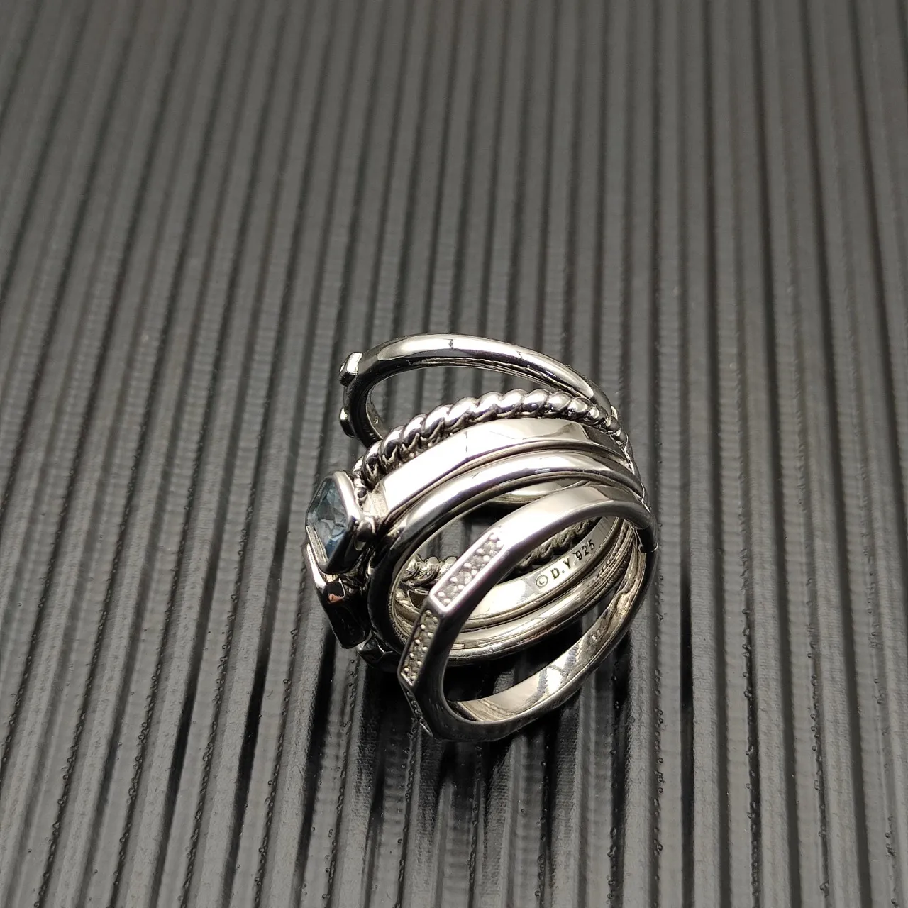 Tiffany & Co. HardWear Anillo de capas de aquamarina y diamante 7