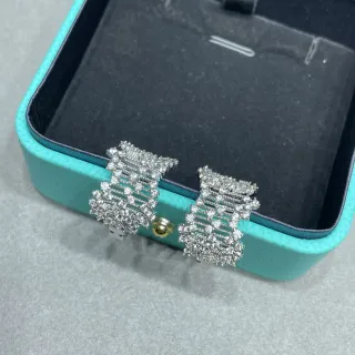 Tiffany & Co. Silver Blue Geometric Lattice Pavé-Set Diamonds Earrings
