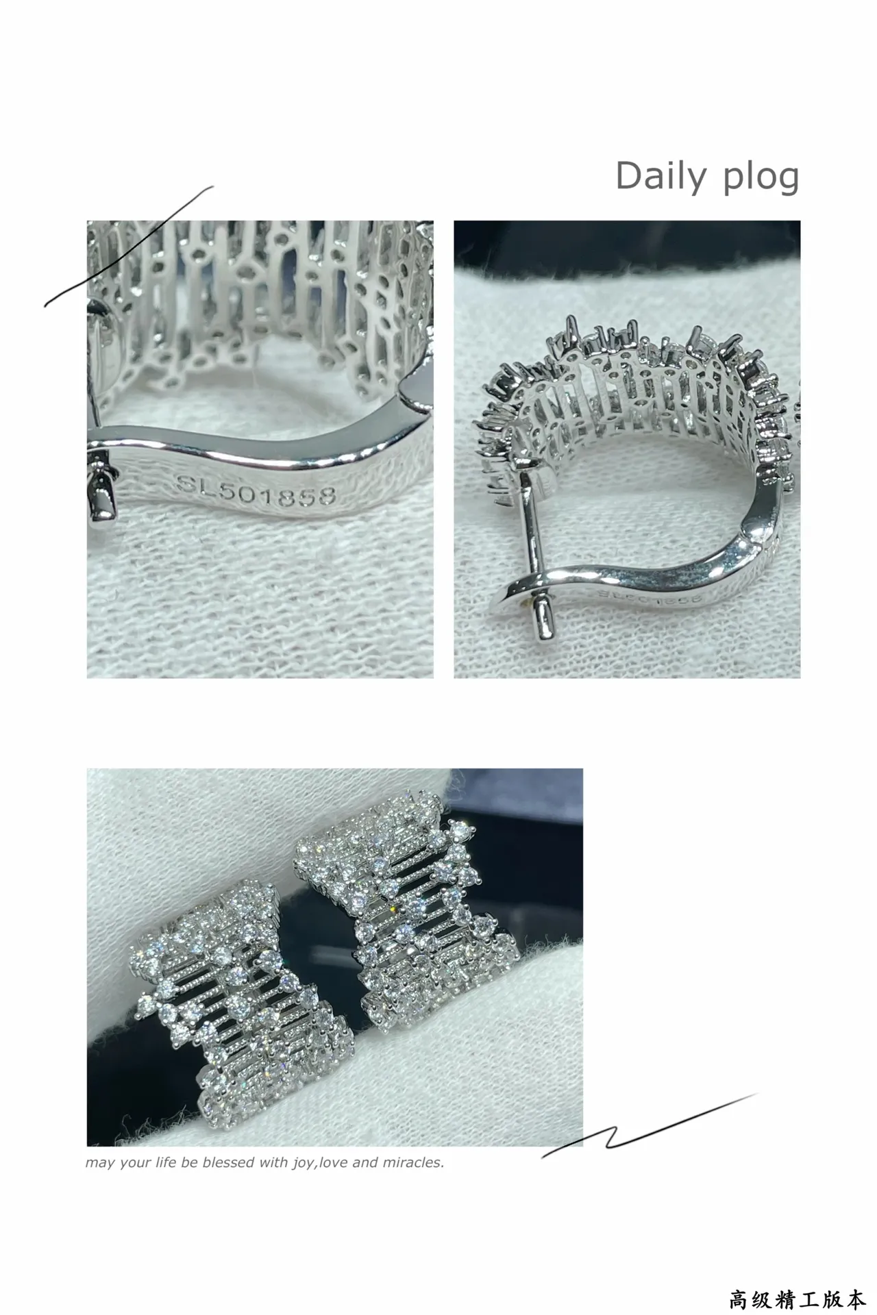 Tiffany & Co. Boucles d'oreilles diamants pavé-set motif géométrique bleu argent 4