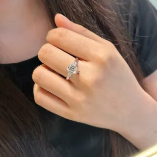 Tiffany & Co. Silver Emerald-Cut Center Stone Tapered Baguette Side Stones Ring