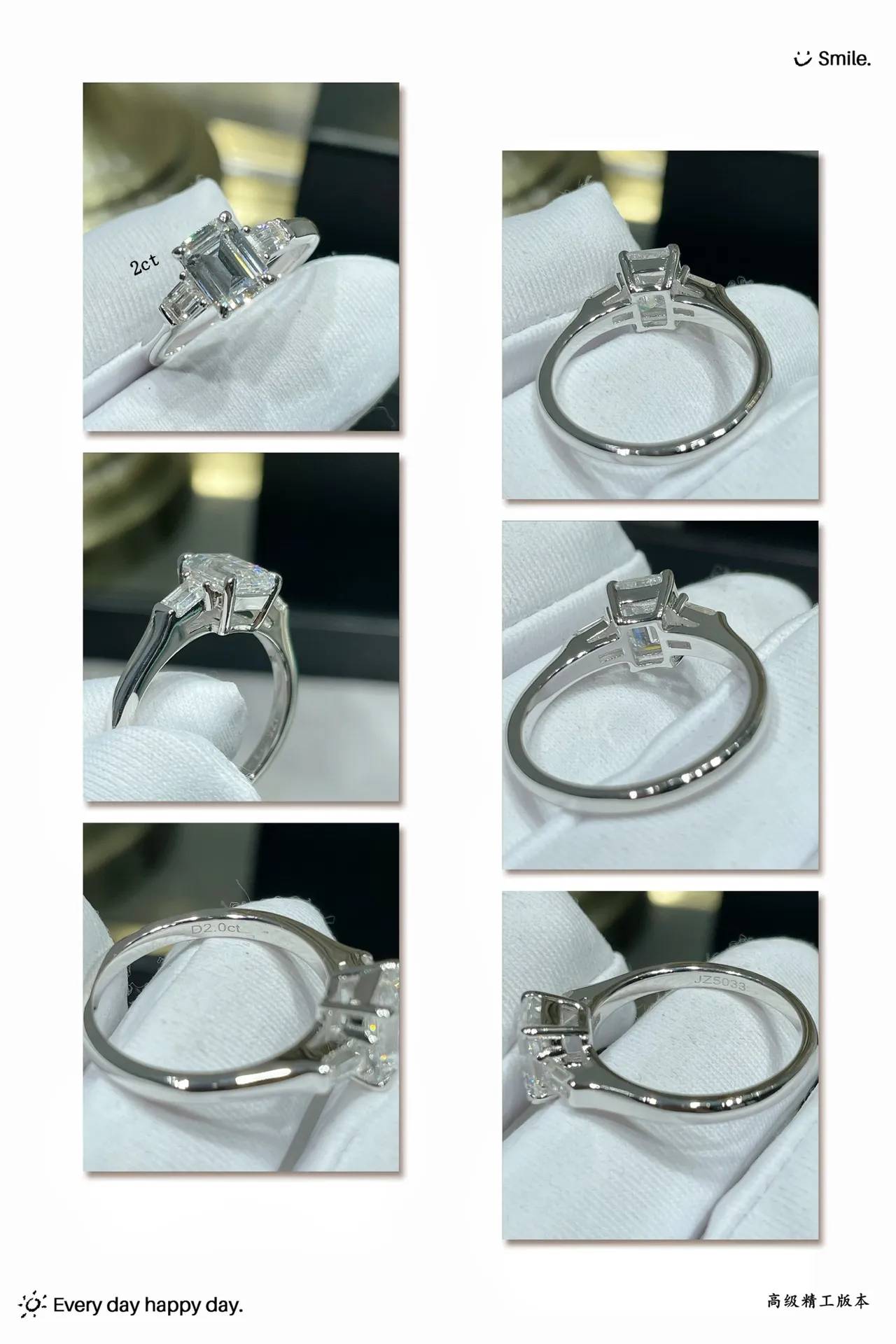Tiffany & Co. Anel de prata com pedra central em corte de esmeralda, pedras laterais em baguette 2