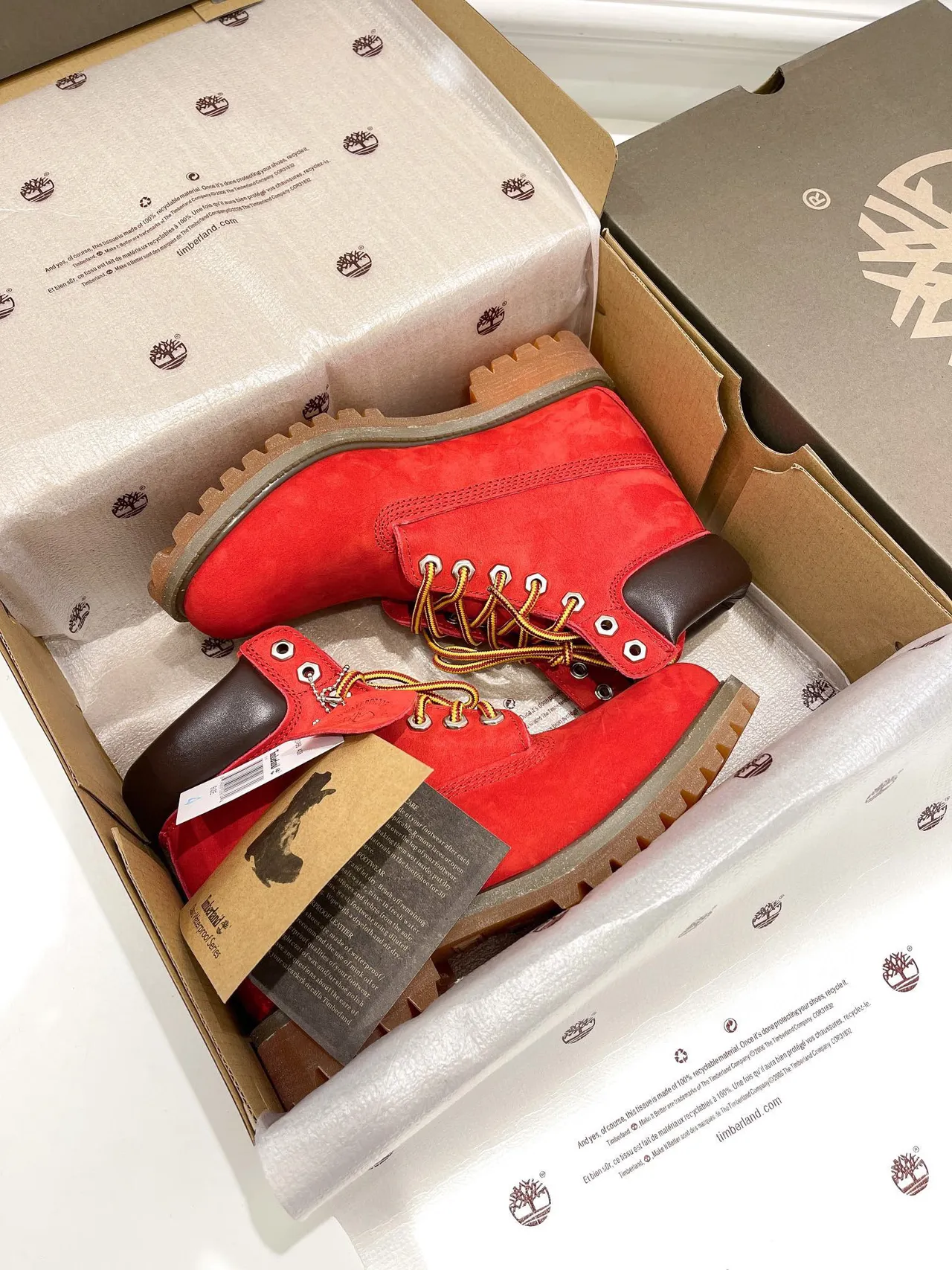 Timberland Premium 6-Inch 红色麂皮工作靴 5