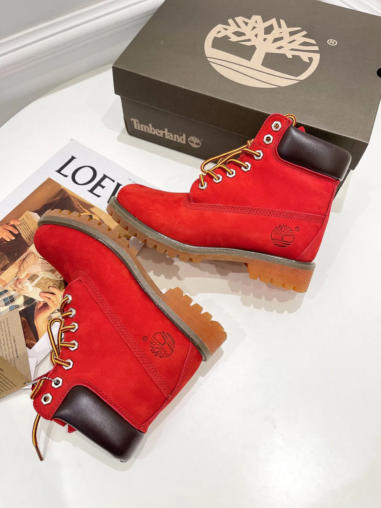 Timberland Premium 6-Inch 红色麂皮工作靴 6