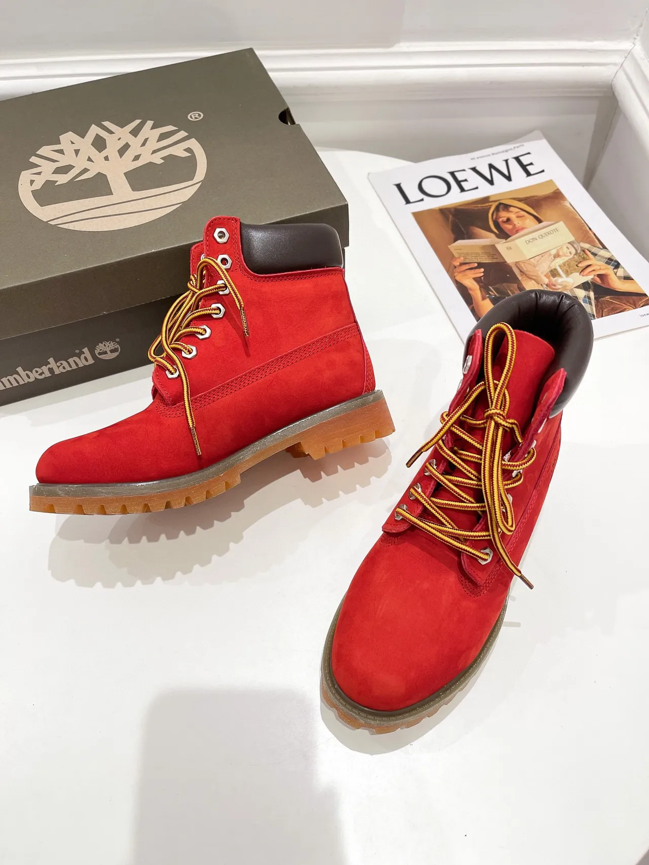 Timberland Premium 6-Inch 红色麂皮工作靴 7