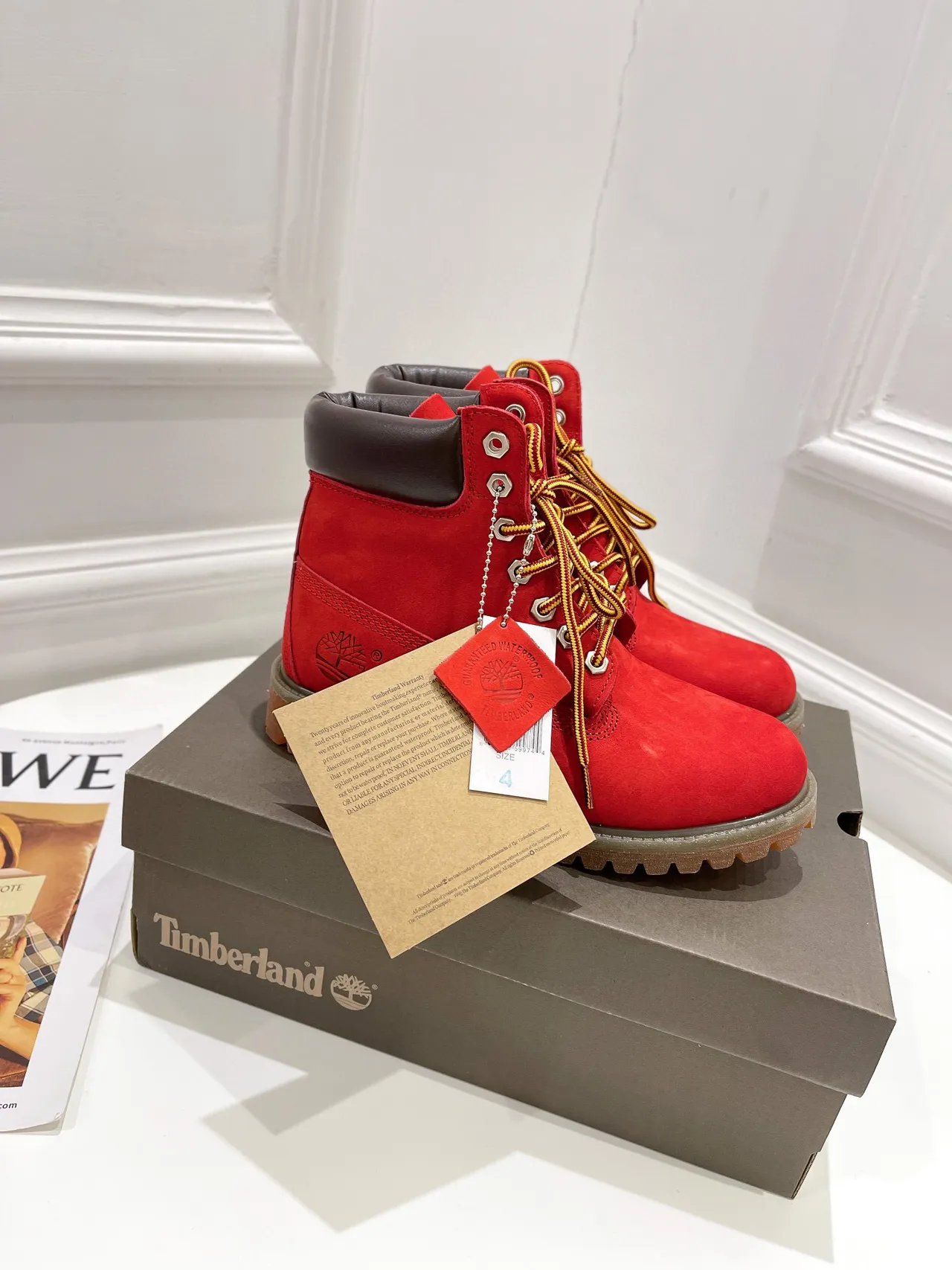 Timberland Premium 6-Inch 红色麂皮工作靴 8