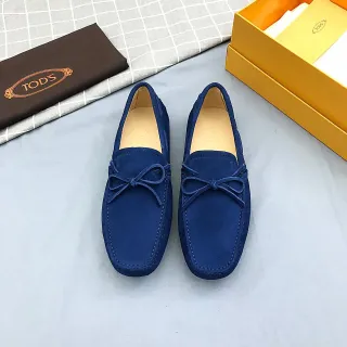 Tod's Blue Suede Bow Loafers