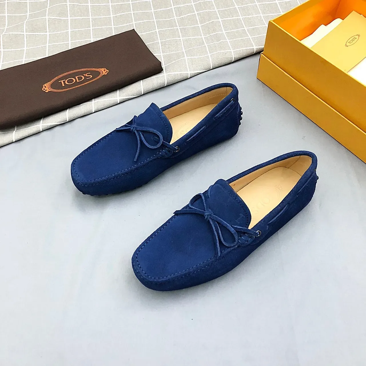 Tod's Blue Suede Bow Loafers 3
