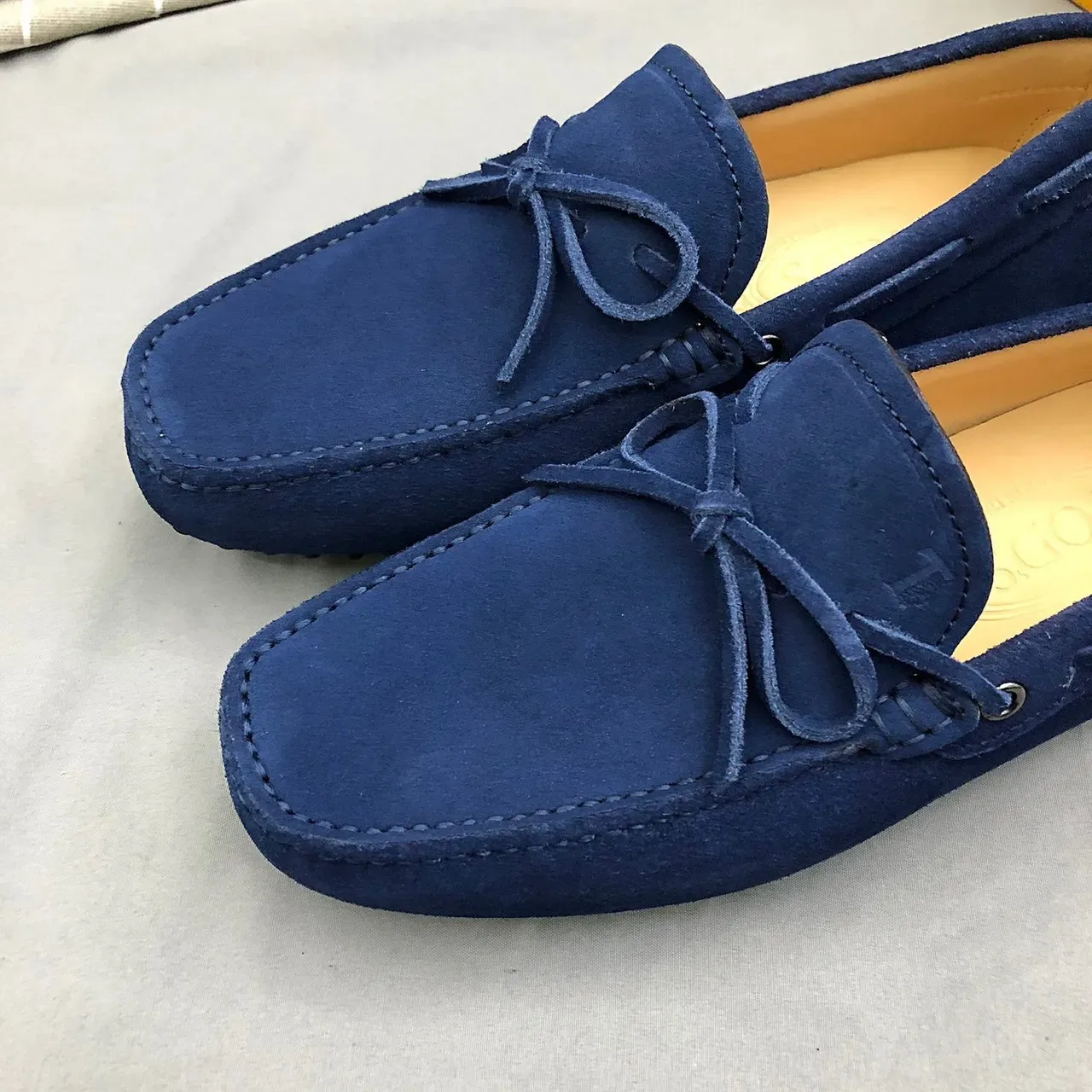 Tod's Blue Suede Bow Loafers 4