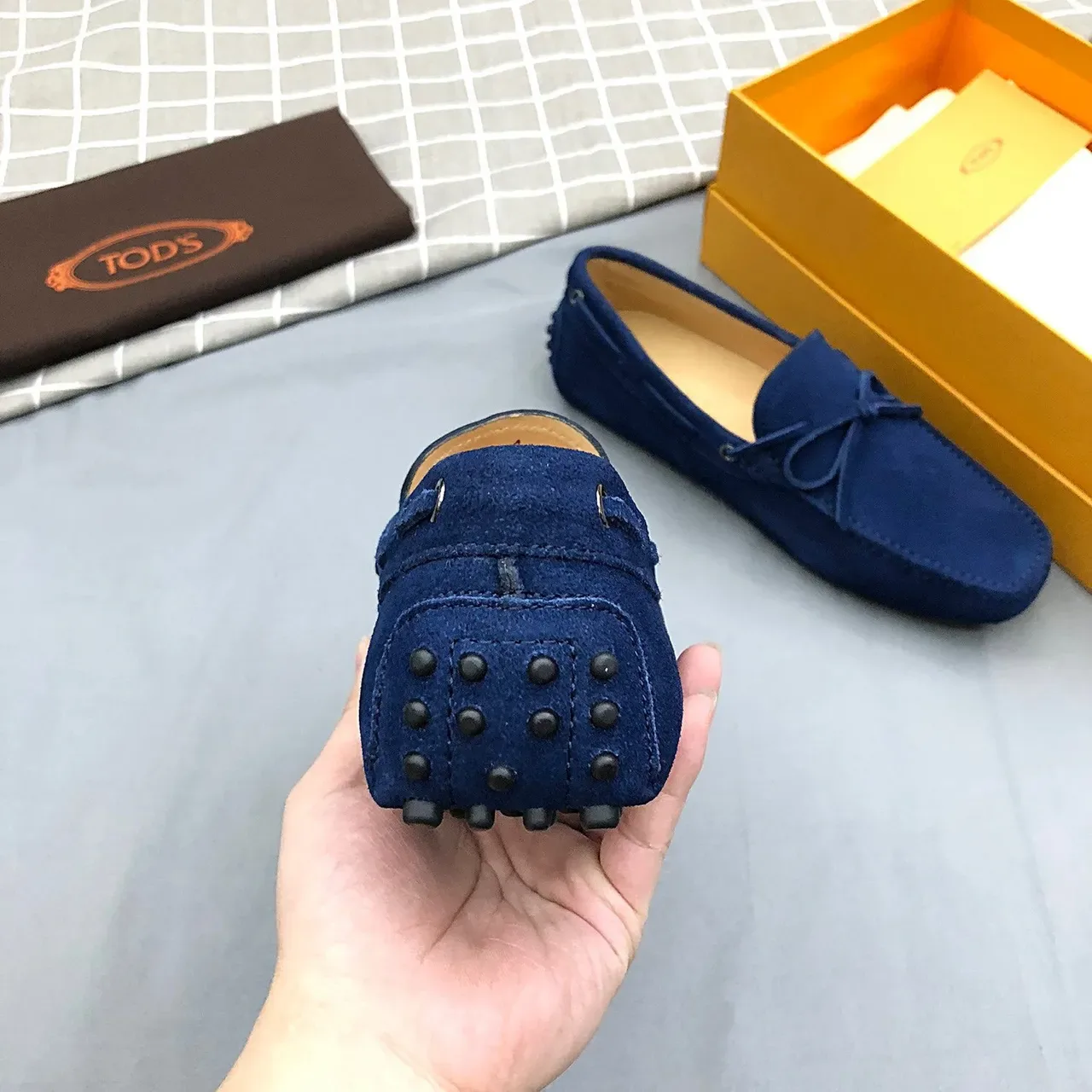 Tod's Blue Suede Bow Loafers 6