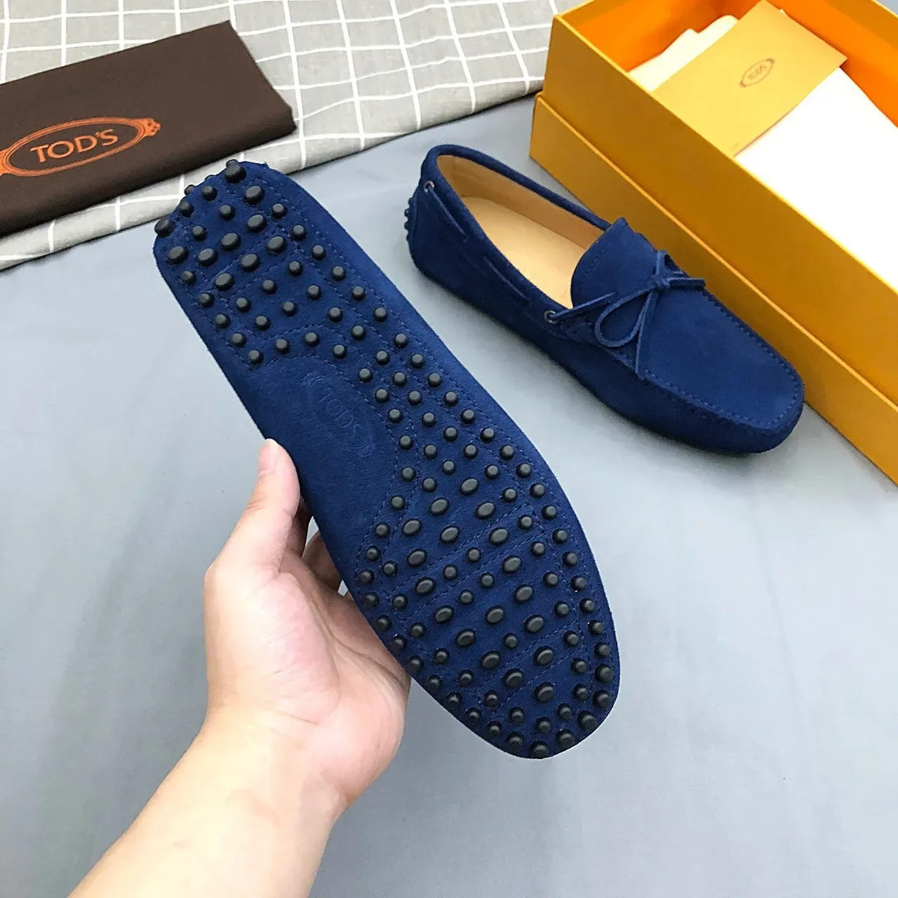Tod's Blue Suede Bow Loafers 7