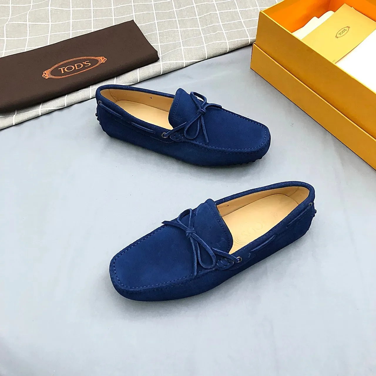Tod's Blue Suede Bow Loafers 9