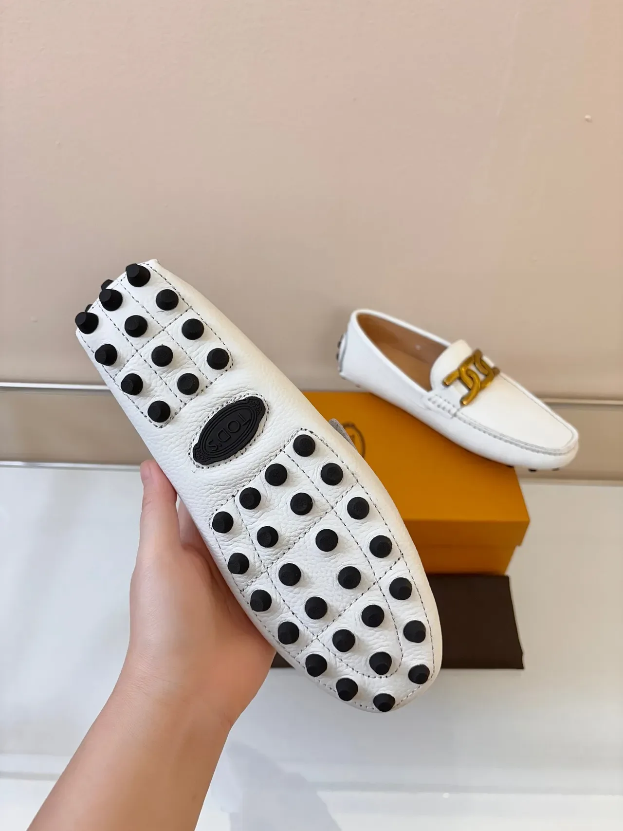 Mocassins Tod's Double T Blancos de Cuero Granulado 5