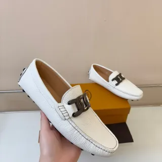 Tod's Gommino Horsebit Loafer White Pebbled Leather Loafers
