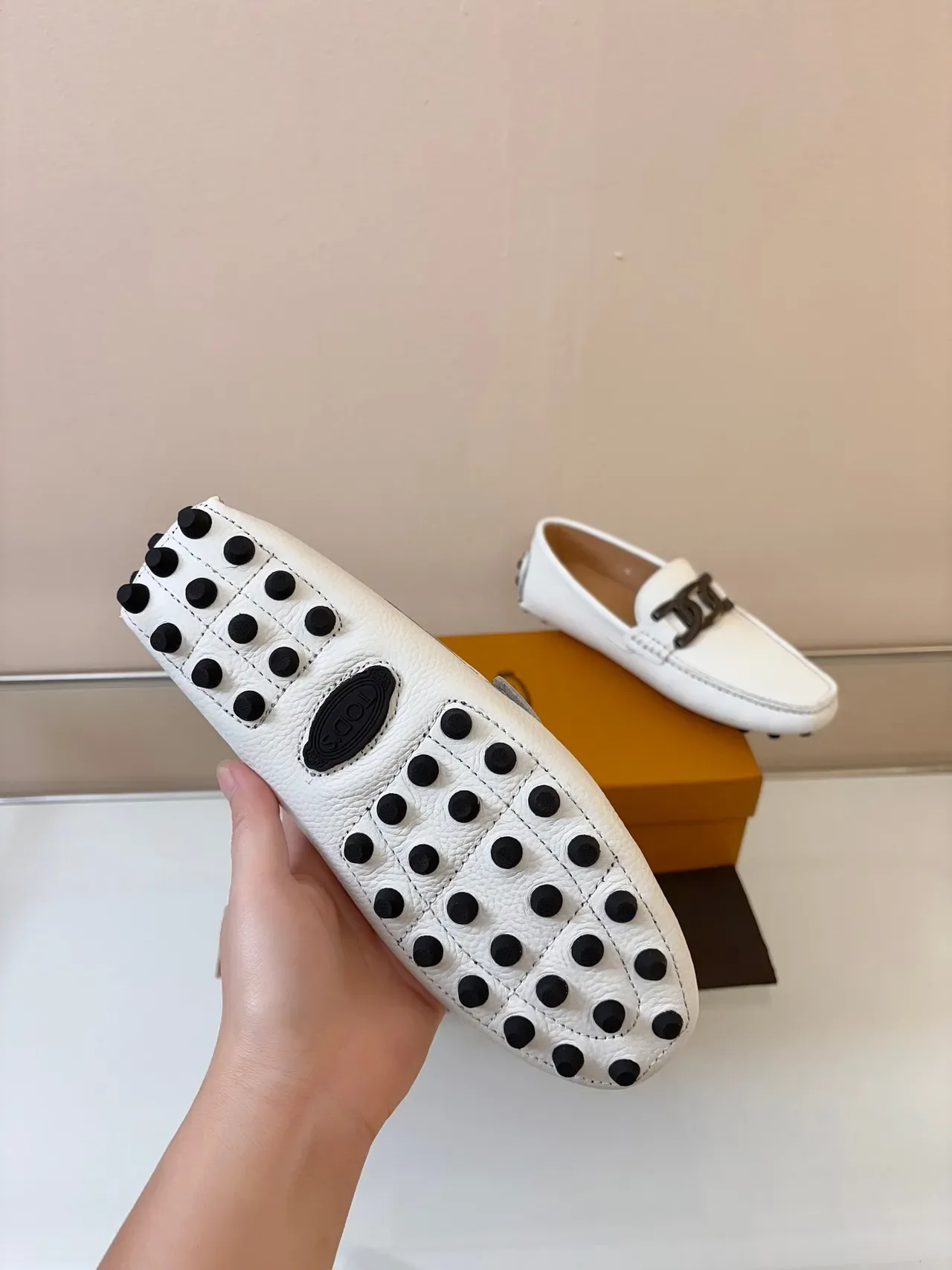 Loafer Tod's Gommino Horsebit de couro pebbled branco 5