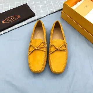 Tod's Yellow Beige Suede Upper Bow Detail Loafer