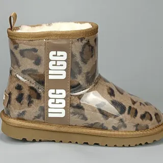 UGG 米色 多彩 豹纹 透明外壳 雪靴