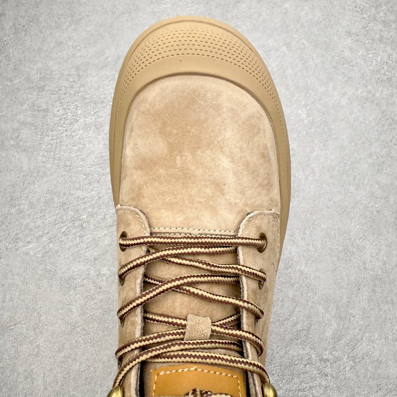 UGG Beige Suede Knit-Collar Chunky Platform Work Boot 8