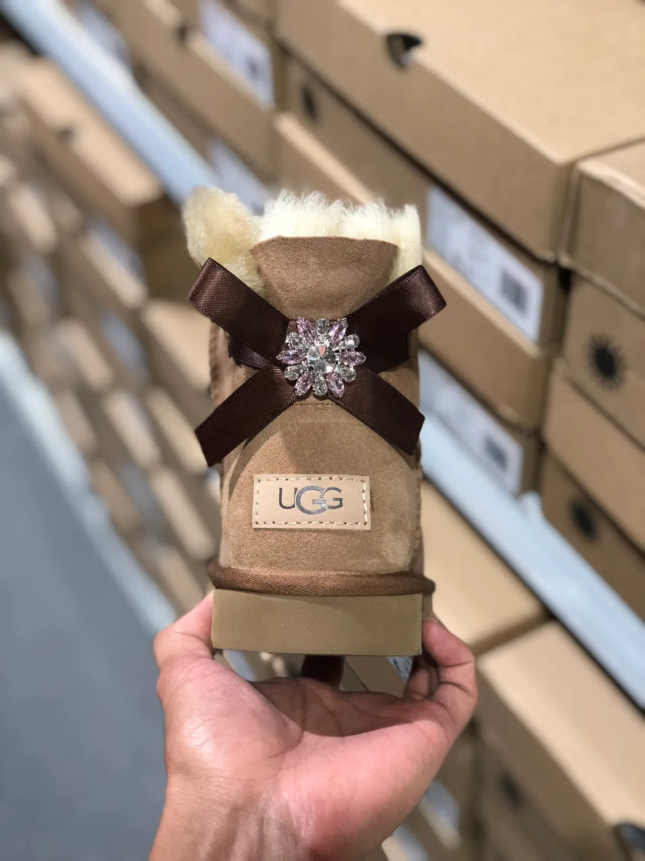 UGG Beige White Suede Upper Shearling Lining Snow Boots 3
