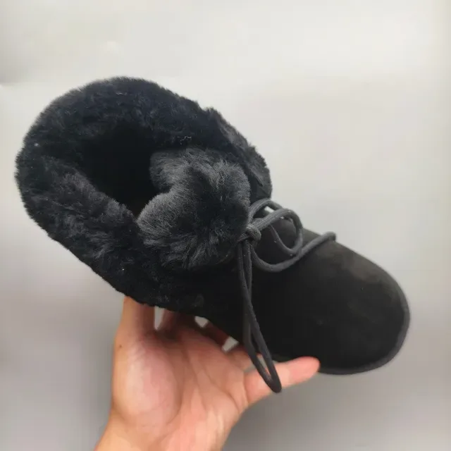 UGG Black Suede Upper Shearling Collar Snow Boots 3